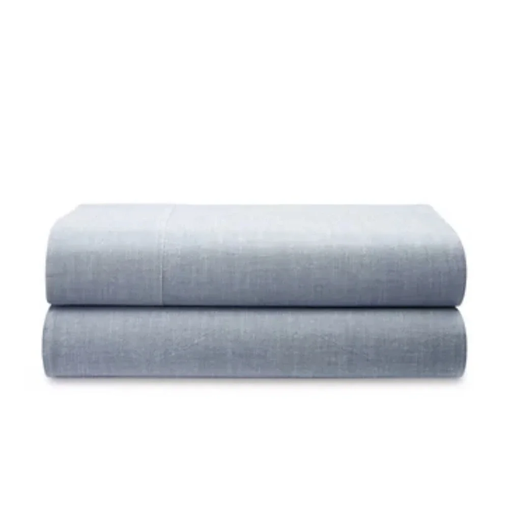 Ralph Lauren Sheet Set King Workshirt Chambray Blue Fitted/Flat 2pc NEW